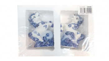 Фигурка фарфоровая арт. W2019-601 Лошадь на монетах бело-синяя ассорти 11 см 1шт. в пак. (2 шт.)