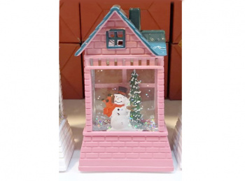 Фонарь Новогодний арт. 690818-2-502 "Снеговик у елки" на батар. 13 см в кор.