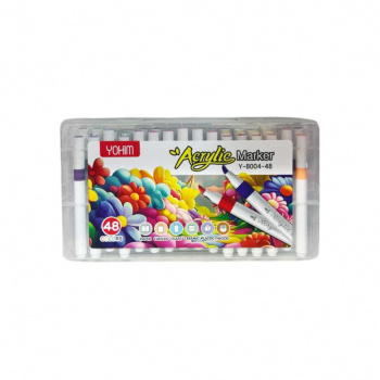 Маркеры арт. Y-8004-48 Акриловые 48 шт. "Цветы" в прозрачном кейсе|