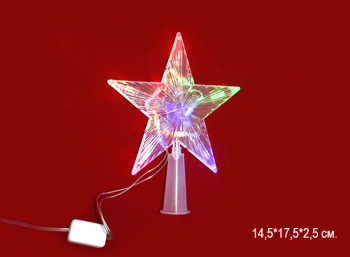 Верхушка электр. арт. 2019-5 Звезда белая 14 см в пак.