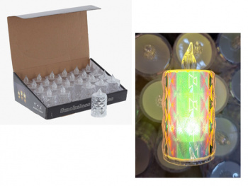 Свеча Новогодняя арт. JYB690828-502 "Огонек" резной радужный 3,7*8 см (24 шт.) в кор.