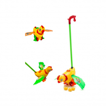 Каталка арт. 986-2 Курица с ручкой + 3 яйца в пак._