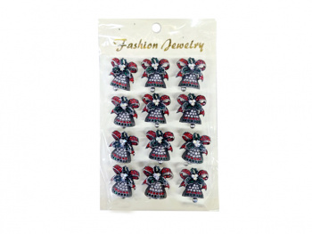 Брошь арт. 30395XBZ0010-1-709 Колокольчик серебро стразы Набор 12 шт. в пак.