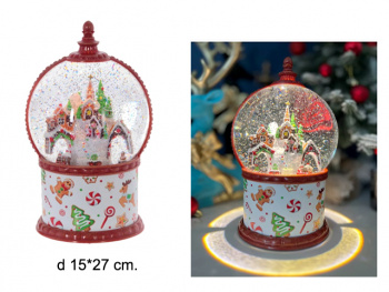 Фонарь Новогодний арт. 24033AB-2-601 "Карусель. Новогодний городок" свет, музыка, USB в кор.