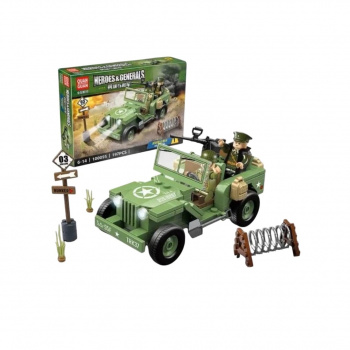 Конструктор арт. 100095-1 Военнная техника Джип 197 дет. в кор._