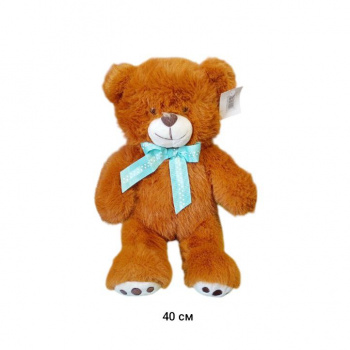 им Медведь арт. 0803-6 Рыжий с лентой на шее 40 см в пак._