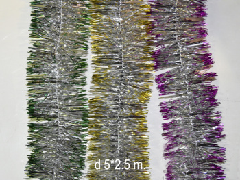 Мишура арт. 3#007 d 5 Серебристая с цветными кончиками 1 шт. (20 шт. в упак.)