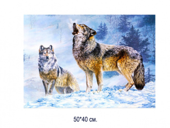 Алмазная мозаика арт. MD5114 Волки 40*50 полная выкладка без подрамника