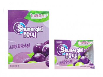 Конфета арт. 112949/112888 Суперкислая "Виноград" 10 г на листе 30 шт. в кор.*