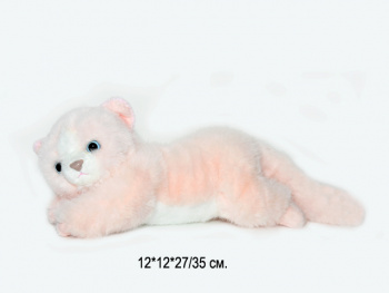 им Кошка арт. 209973/BO-2-30-2 Розовая с белым лежит 30 см в пак._ им Кошка арт. 209973/BO-2-30-2 Розовая с белым лежит 30 см в пак._