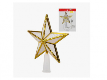 Верхушка электр. арт. ZF10J/502088-502 Звезда белая с золотом 16*16 см в пак.