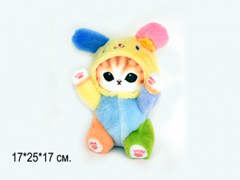 им Кот арт. 16744-209 В разноцветном костюме зайки 25 см в пак.