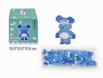 Конструктор арт. 8018/6158/PT6116-805 Микро Медведь синий 586/574/593 дет. в кор.)