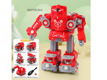 Машина констр. арт. LY056A Набор 5 в 1 Робот-трансфомер пожарная техника с отверткой в пак.•