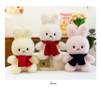 им Зайка арт. YE250914-5 Цвета микс в вязаном шарфе 28 см в пак.)