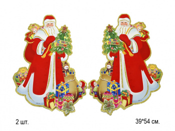 Панно Дед Мороз  арт. 12-0614*   2ШТ.  39*54(30шт/бл15)