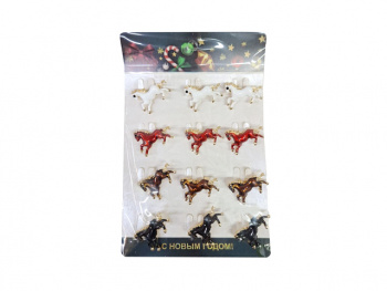 Брошь арт. 1023-709 Лошадь цвета микс глазурь Набор 12 шт. в пак.