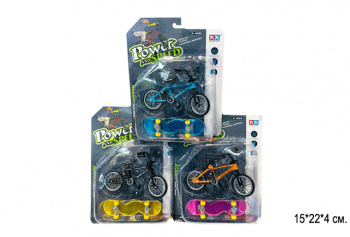 Скейтик арт. 55020-5 Пальчиковый с велосипедом на листе• /240 шт./