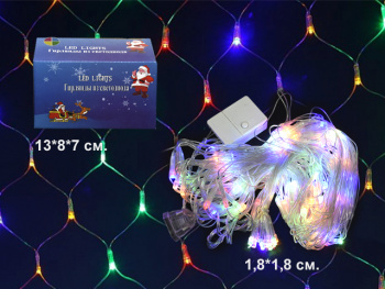 Гирлянда электр. арт. 0062-13-501 Сетка цветная, 1,8х1,8 м в кор. Гирлянда электр. арт. 0062-13-501 Сетка цветная, 1,8х1,8 м в кор.