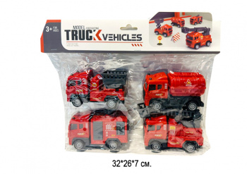 Набор машин арт. 698-7 Пожарная техника 4 шт. в пак.• Набор машин арт. 698-7 Пожарная техника 4 шт. в пак.•