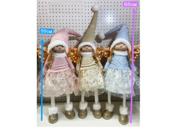 им Эльф арт. A101-1-601 Девочка в платье цвета микс, крылья свет. 55/85 см в пак.