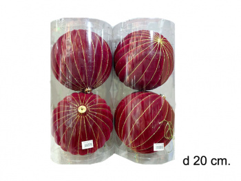 Шары арт. 20RDC2-H82 Красные с золотом Набор 2 шт. d-20 см в тубе