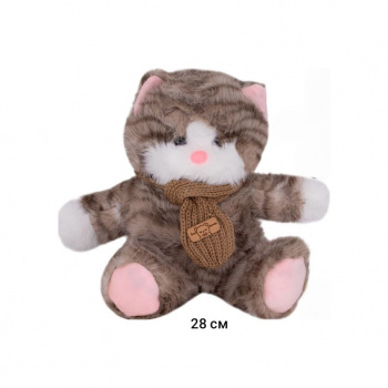 им Кот арт. 0803-43-3 Коричневый полосатый в шарфе 28 см в пак._