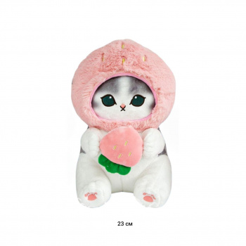 им Кот арт. 209135 В шапке клубники сидит 23 см в пак.