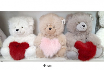 им Медведь арт. 9931/44 Мохнатый с пушистым сердцем цвета микс 44 см в пак.