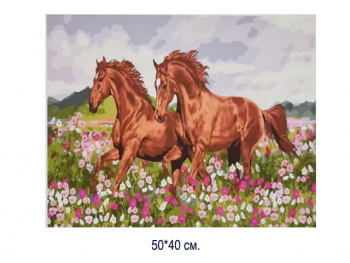 Алмазная мозаика арт. MD5107 Лошади 40*50 полная выкладка без подрамника