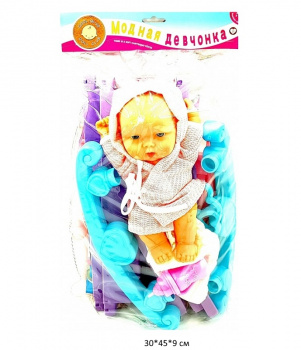 Пупс арт. 6622-8C С кроваткой, асксессуарами в пак._