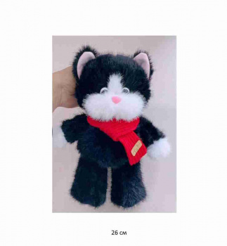 им Кот арт. YE25219-2-4 Пушистый черный в шарфе муз. 26 см в пак.) им Кот арт. YE25219-2-4 Пушистый черный в шарфе муз. 26 см в пак.)
