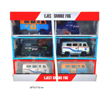 Машина инерц. арт. LDP-2AX Микроавтобус ассорти дым 1шт. в кор. (6 шт.) шоубокс_