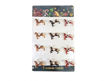 Брошь арт. 1024-709 Лошадь в седле цвета микс глазурь Набор 12 шт. в пак.