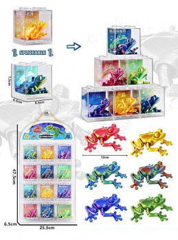 Фигурка 3Д арт. XD-006 Лягушка подвижная цвета микс 1шт. в кор. (12 шт.) на листе)