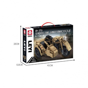 Конструктор арт. 66090 Мотоцикл военный R-75 с коляской 402 дет. в кор._
