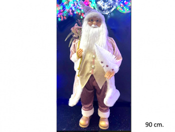 Дед Мороз арт. S1214-36-601 В бежево-золотистой шубке 90 см в пак.