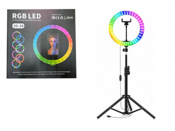 Кольцо осветитель арт. 3D-36 RGB LED d 36 см со штативом в кор.