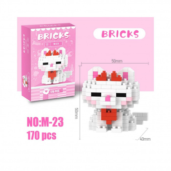 Конструктор арт. M-23-805 Микро Кошка белая с красным бантом 170 дет. в кор.