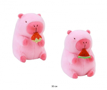 им Капибара арт. 240718-10/240911-1  Розовая с ягодкой 30 см в пак.)
