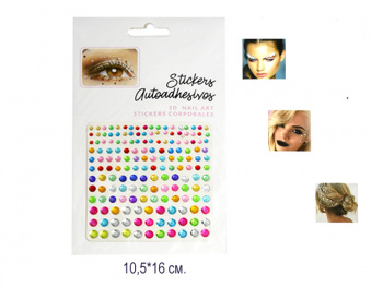 Наклейки арт. ABS-170-3/GK-3384-709 Стразы цветные круглые на листе