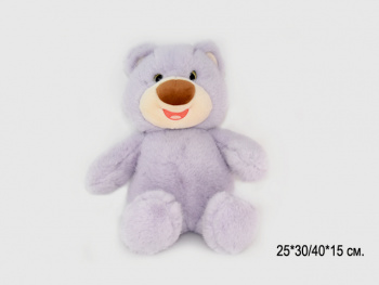 им Медведь арт. 18144-1-209 Норковый фиолетовый улыбака с коричневым носом 30/40 см в пак.