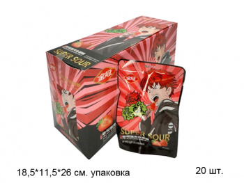 Конфета арт. 931919/931889 Суперкислая "Клубника" 24 г 20 шт. в кор.,;/