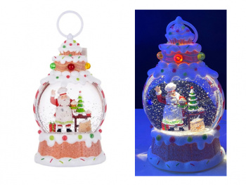 Фонарь Новогодний арт. 25015-1-601 "Дед Мороз-кондитер" свет 23 см в кор.