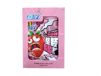 Конфета арт. 850806-2 Кислая "Клубника" 23 г 20 шт. в розовой кор.*