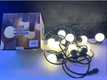 Гирлянда электр. арт. G50-1-601 "Шарики" белый свет, черный провод 5 метров в кор.