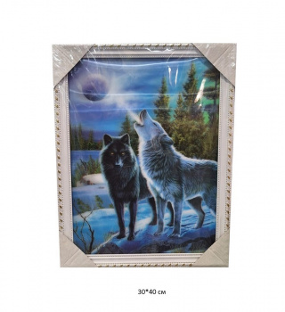 Картина объемная арт. 502840 Волки в ночном лесу 3D в пак. Картина объемная арт. 502840 Волки в ночном лесу 3D в пак.