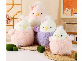 им Цыпленок арт. 414-209 В пушистой шубке, 20 см. цвета микс в пак.