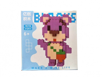 Конструктор арт. YC19 Микро Медведь розовый 476 дет. в кор.=