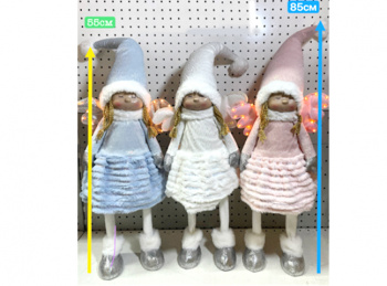 им Эльф арт. A1-19-601 Девочка в платье c оборками цвета микс, крылья свет. 55/85 см в пак.